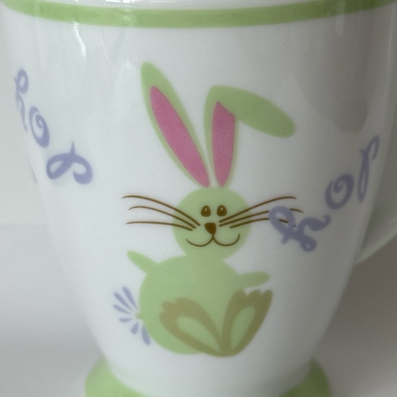 Starbucks Bunny Rabbit HOP 2007 Spring Pastel Footed Coffee Mug 7oz - Picture 2 of 11
